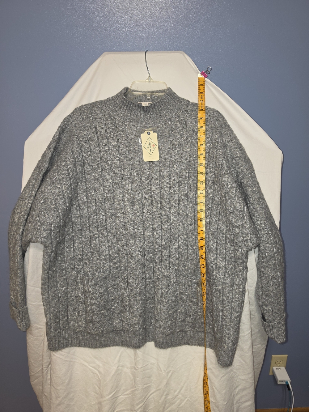 St. John's Bay Gray Cable Crewneck Sweater - Womens 2X